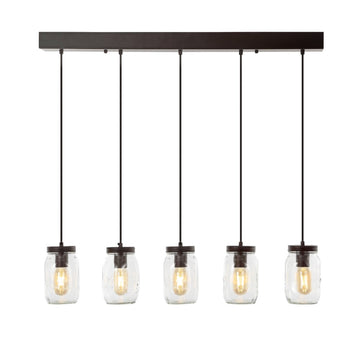 Gaines 5.5" Farmhouse Industrial Iron Mason Jar LED Pendant - JONATHAN Y